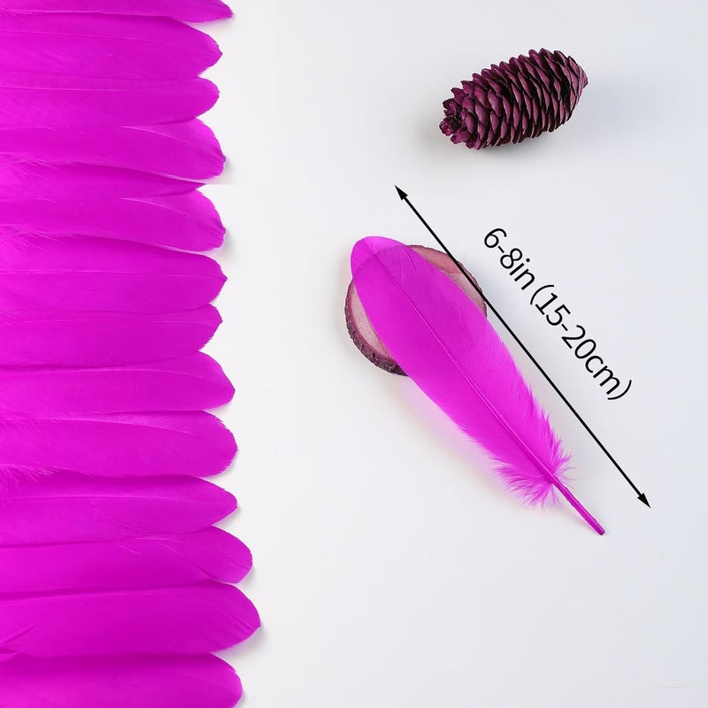 Ballinger Fuchsia Craft Goose Feathers - 120Pcs 6-8inch Large Feathers for DIY Crafts,Angel Wings,Dream Catcher and Wedding Party Decor - Image 3